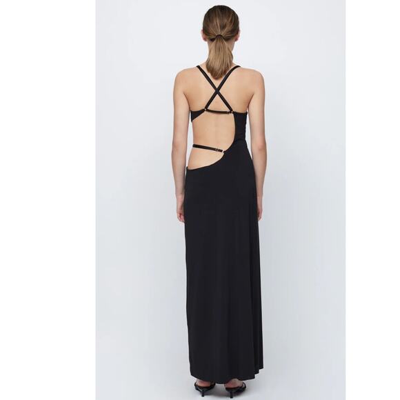 NWT FREE PEOPLE Bec + Bridge Zadie Wrap Maxi Dress $330 US SIZE 10 Black Cutout - Picture 7 of 9